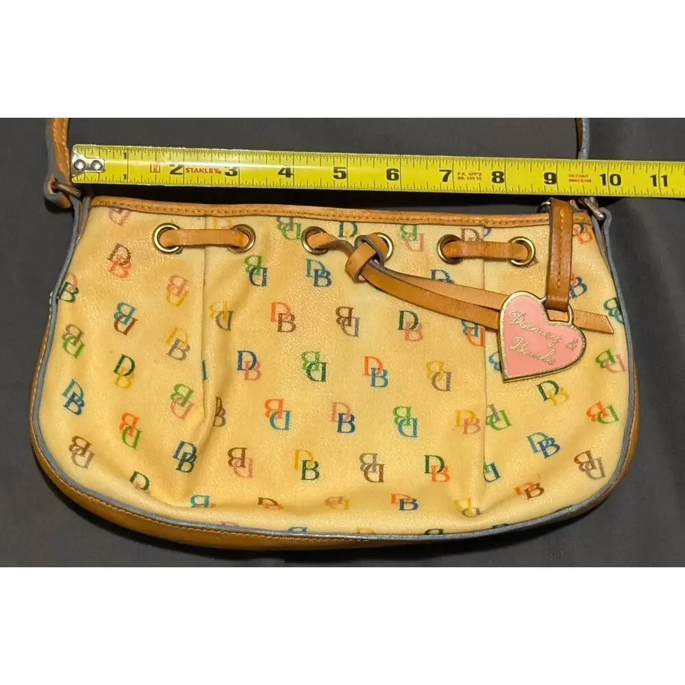 Dooney & Bourke Y2K Vintage IT Bag Yellow DB Rainbow Monogram Vachetta Leather